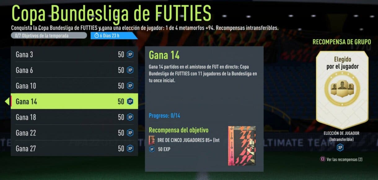 Objetivos Copa Bundesliga de FUTTIES FIFA 22 Ultimate Team