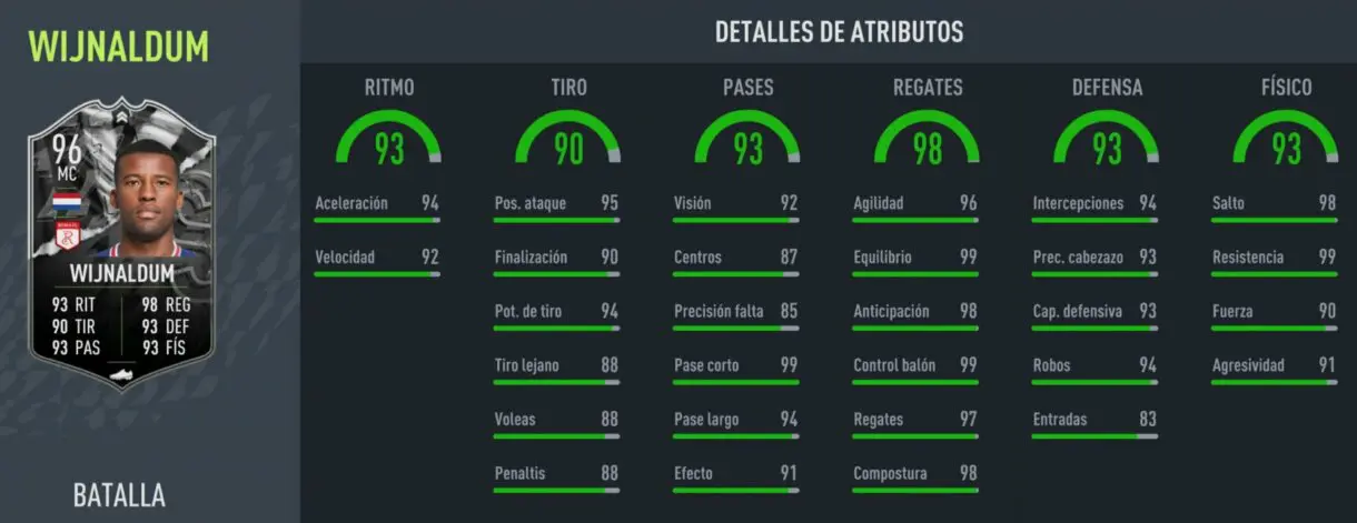 Stats in game Wijnaldum Showdown FIFA 22 Ultimate Team