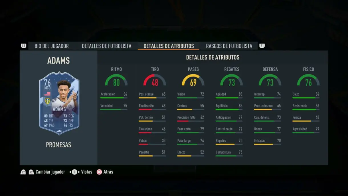 Stats in game Adams OTW FIFA 23 Ultimate Team