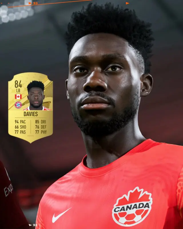 Carta y rostro Alphonso Davies FIFA 23 Ultimate Team