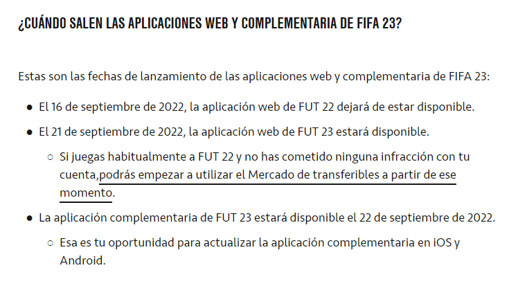 FIFA 23 web app Ultimate Team: características y fecha de