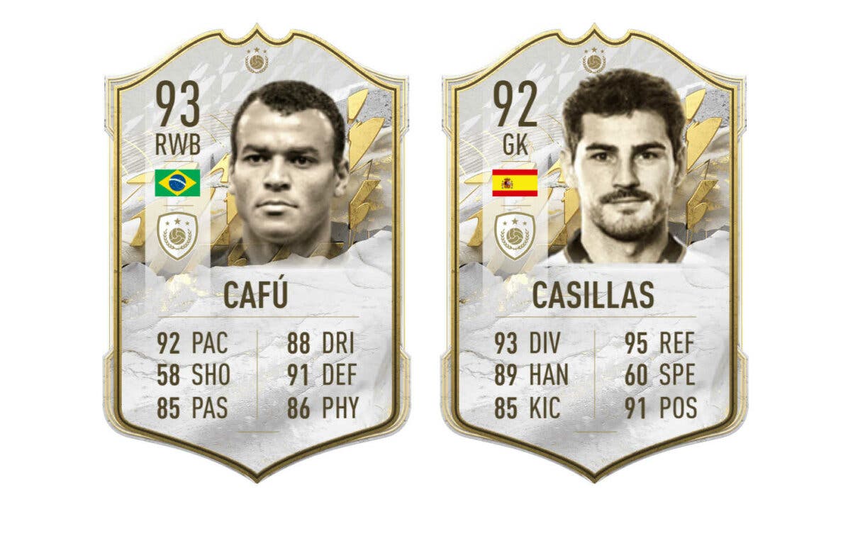 Cartas Iconos Prime Cafú y Casillas FIFA 22 Ultimate Team