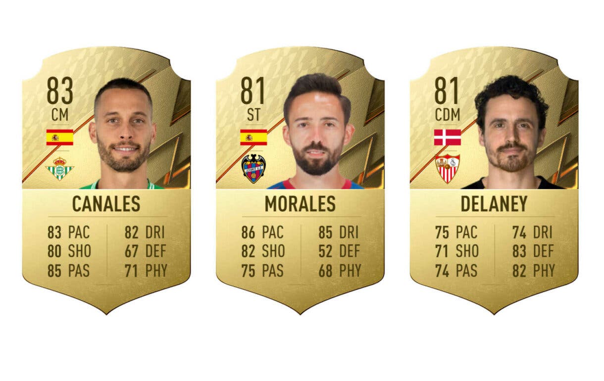 Cartas oro Canales, Morales y Delaney FIFA 22 Ultimate Team