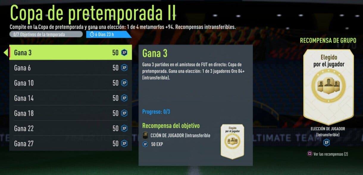 Objetivos Copa de pretemporada II FIFA 22 Ultimate Team