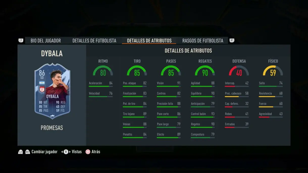 Stats in game Dybala OTW FIFA 23 Ultimate Team