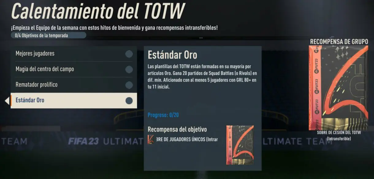 Hitos Calentamiento del TOTW FIFA 23 Ultimate Team