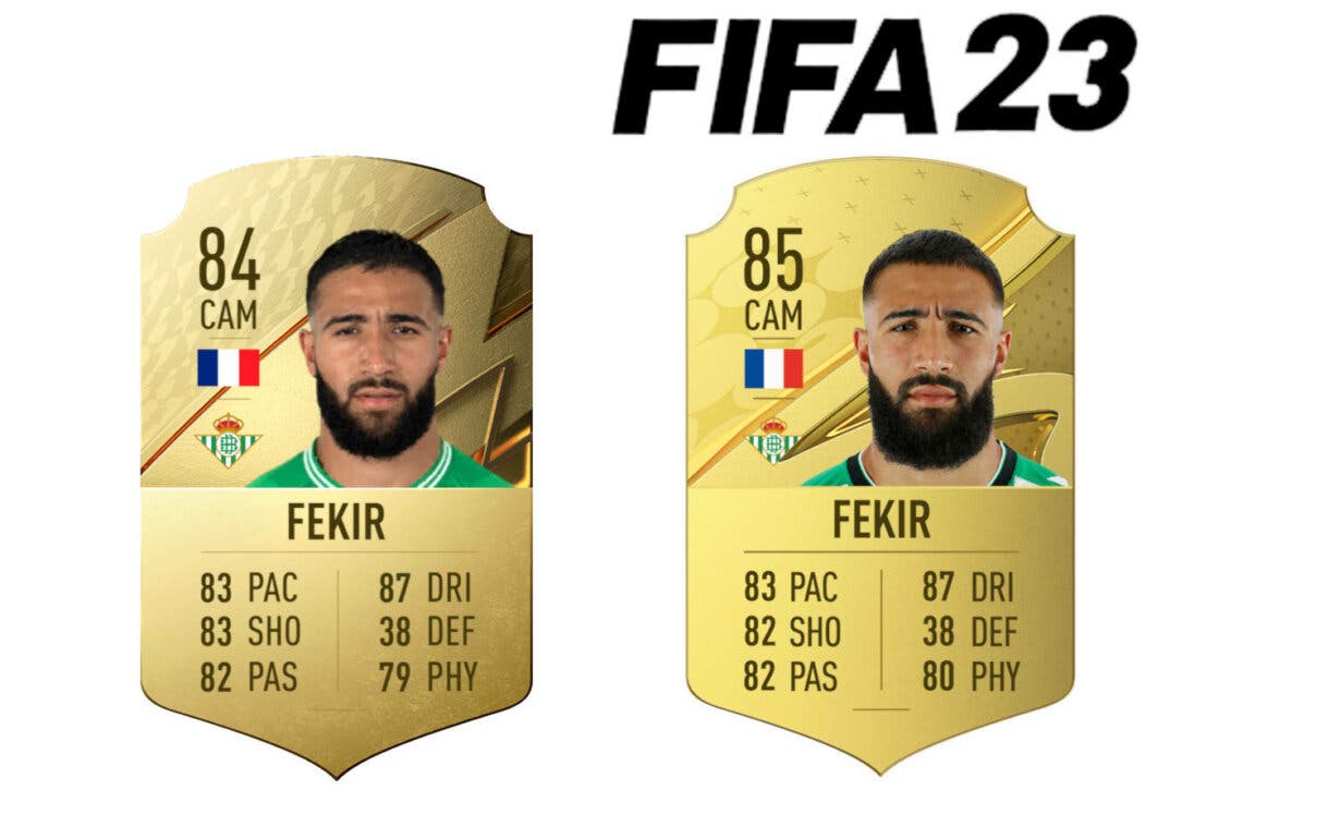 Comparativa carta oro Fekir FIFA 22 y FIFA 23 Ultimate Team