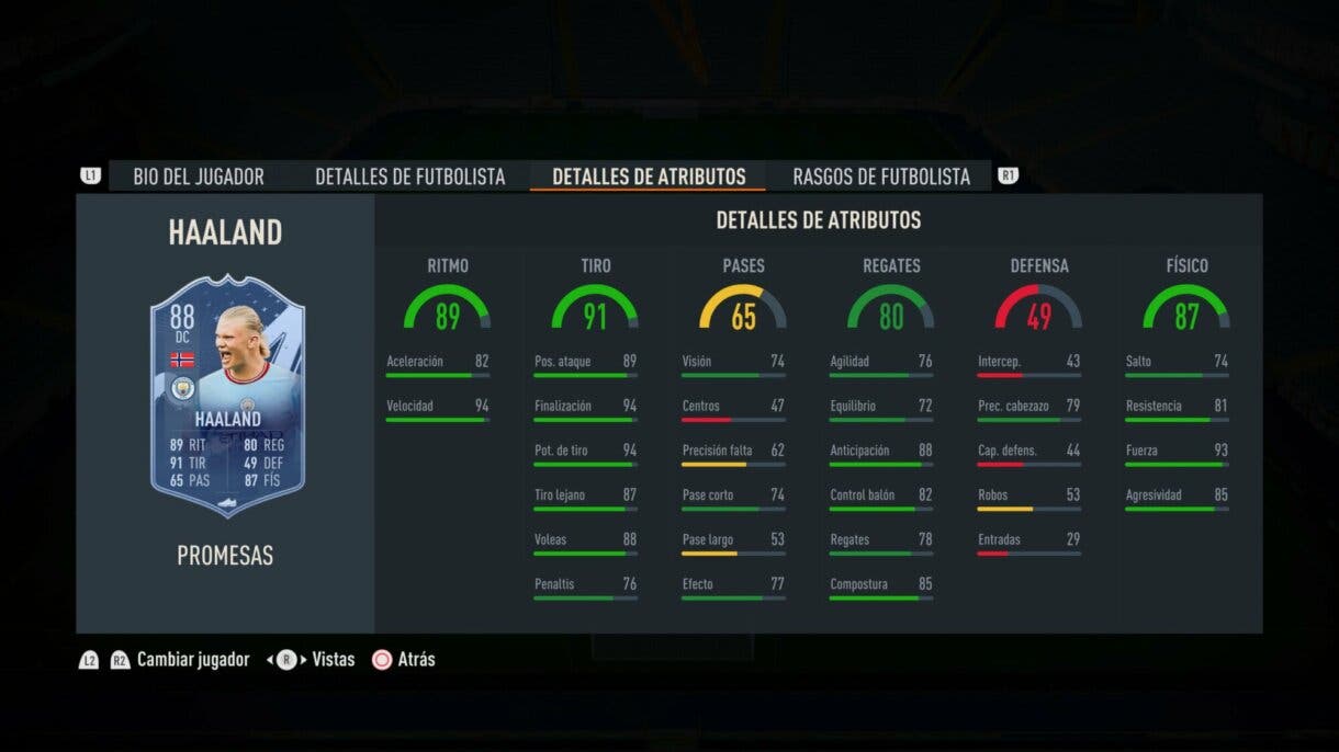 Stats in game Haaland OTW FIFA 23 Ultimate Team