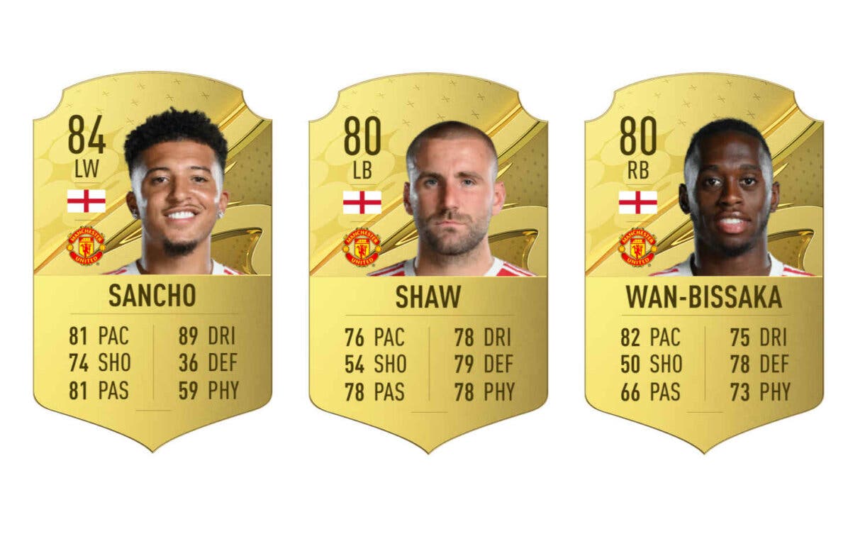 Cartas oro Sancho, Shaw y Wan-Bissaka FIFA 23 Ultimate Team