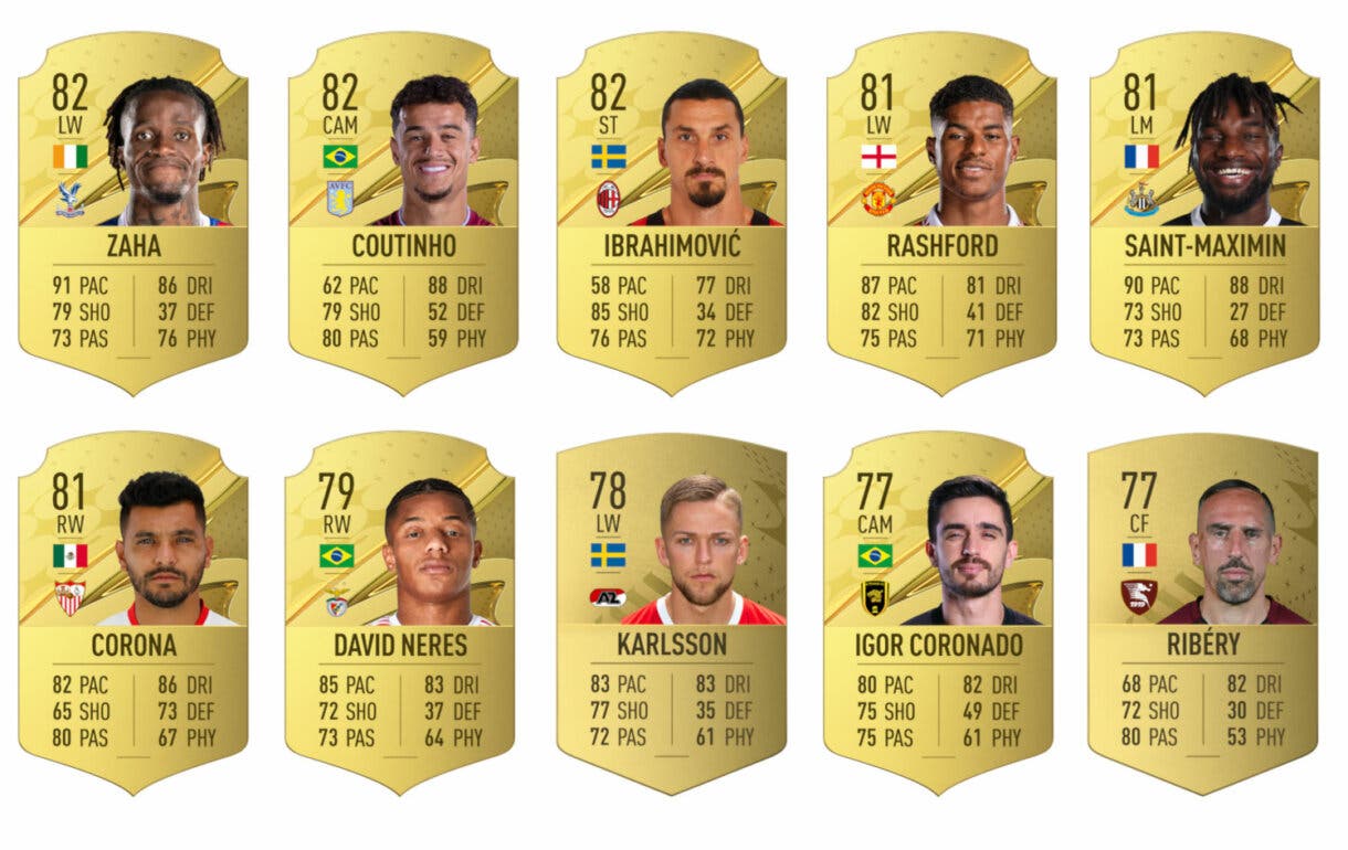 Cartas oro de los jugadores 21-30 con más media con cinco de skills FIFA 23 Ultimate Team