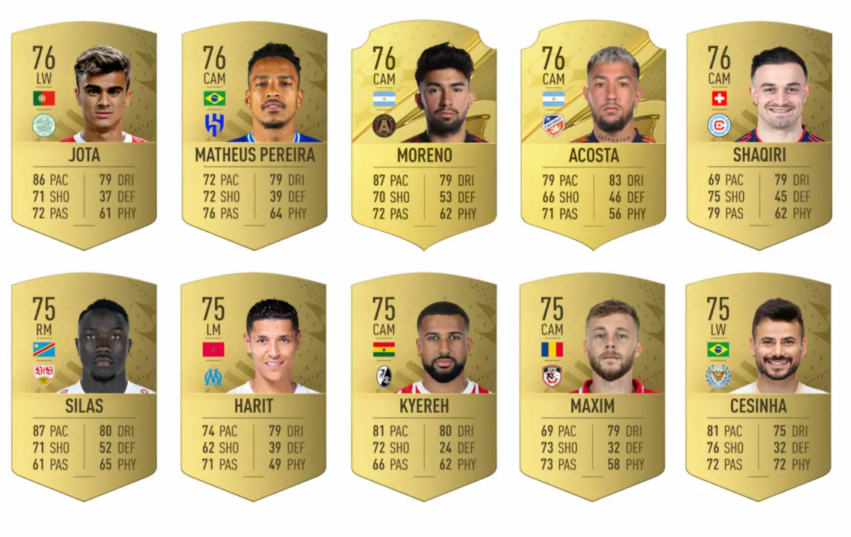 Cartas oro de los jugadores 31-40 con más media con cinco de skills FIFA 23 Ultimate Team