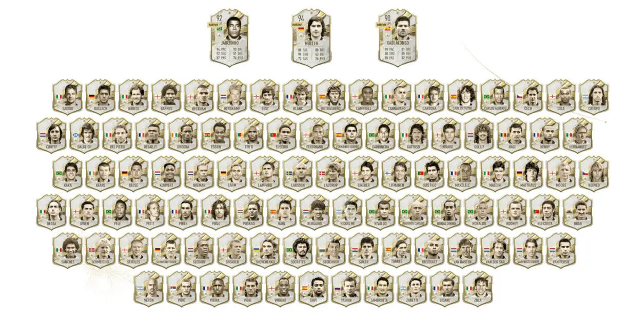 Cartas pequeñas de todos los Iconos de FIFA 23 Ultimate Team