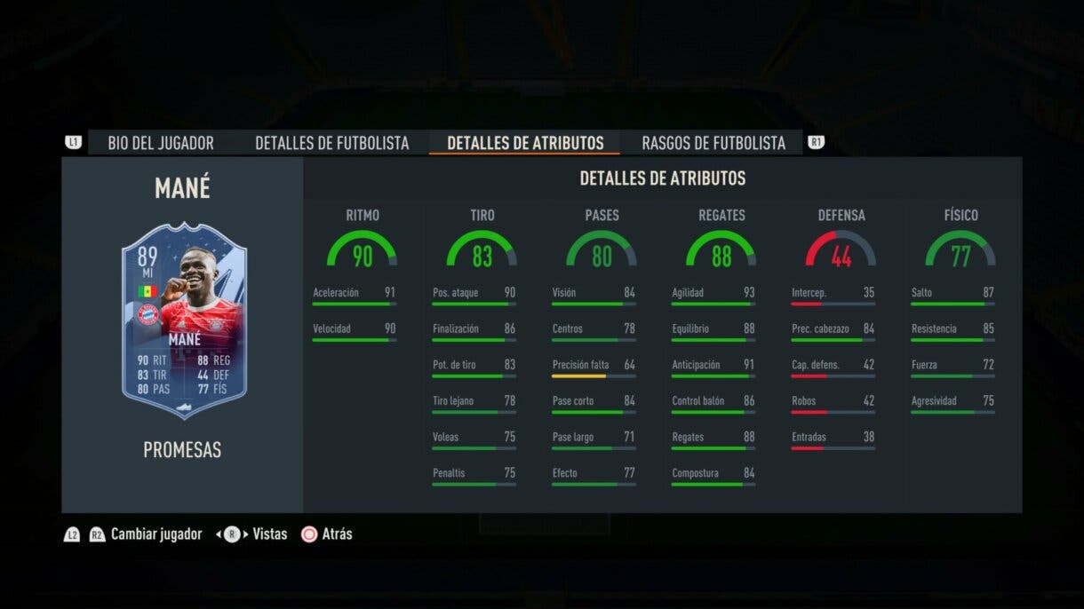 Stats in game Mané OTW FIFA 23 Ultimate Team