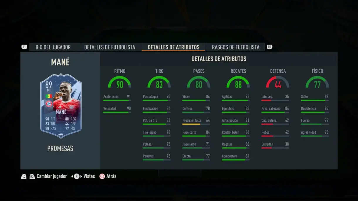 Stats in game Mané OTW FIFA 23 Ultimate Team
