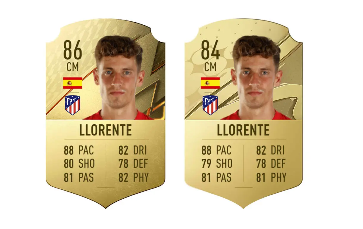 Cartas Marcos Llorente oro FIFA 22 y FIFA 23 Ultimate Team (oficial y desvelada)