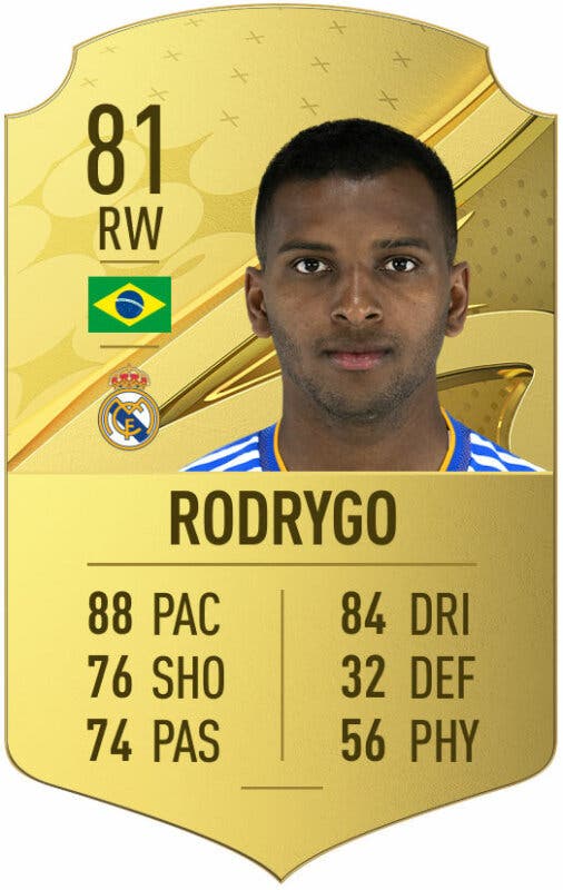 Carta oro Rodrygo FIFA 23 Ultimate Team