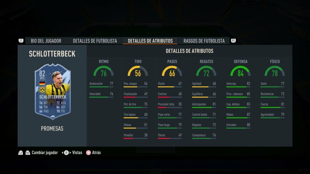 Stats in game Schlotterbeck OTW FIFA 23 Ultimate Team