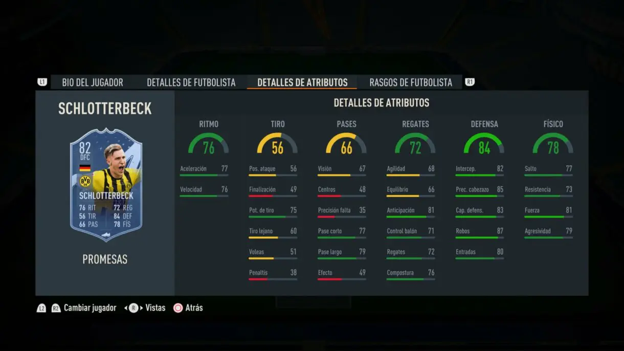 Stats in game Schlotterbeck OTW FIFA 23 Ultimate Team