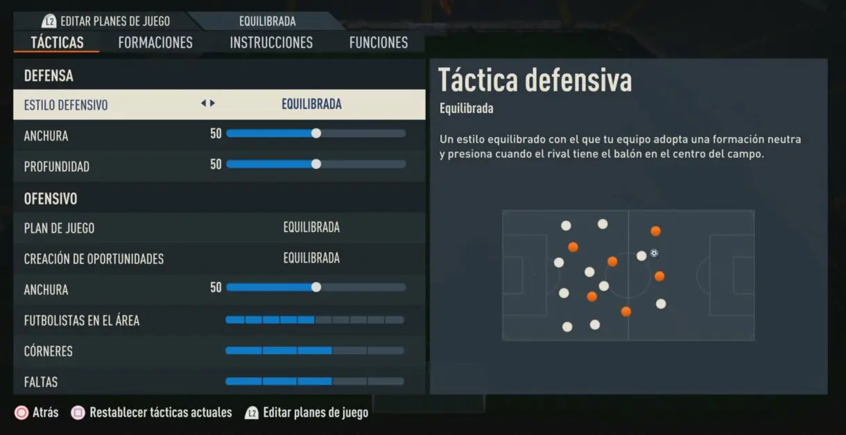 Menú editar planes de juego FIFA 23 Ultimate Team