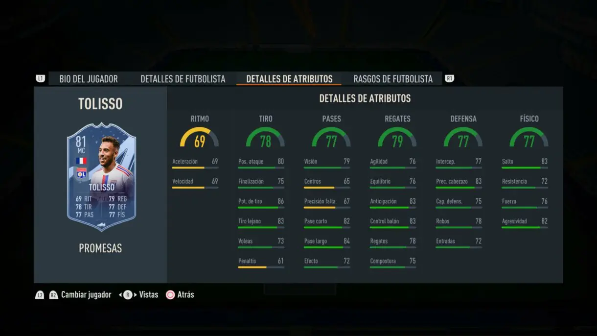 Stats in game Tolisso OTW FIFA 23 Ultimate Team