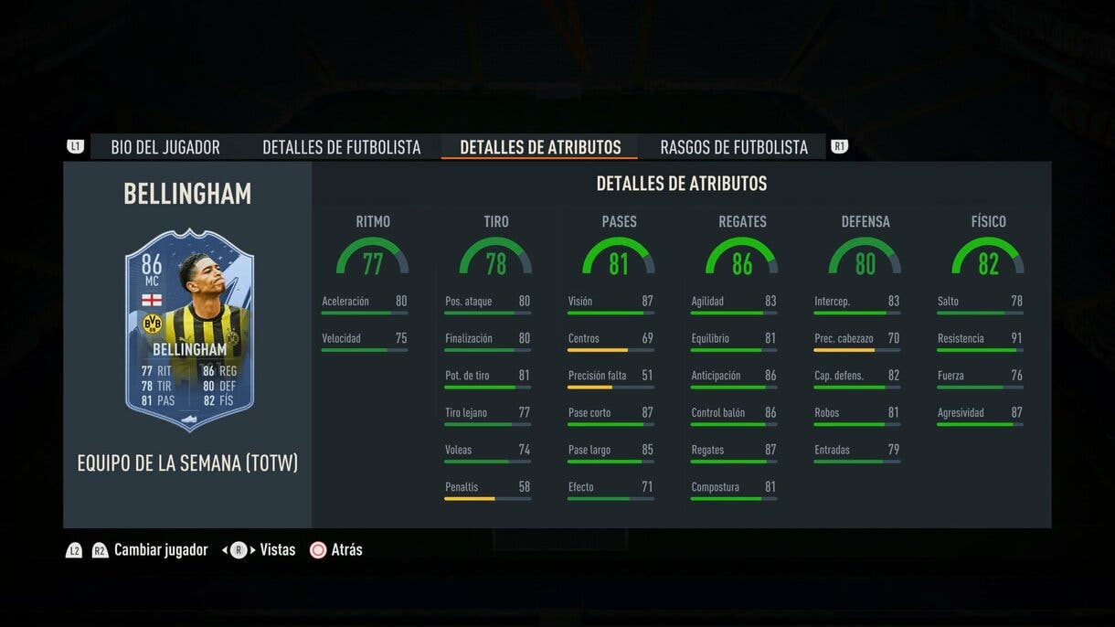 Stats in game Bellingham IF FIFA 23 Ultimate Team