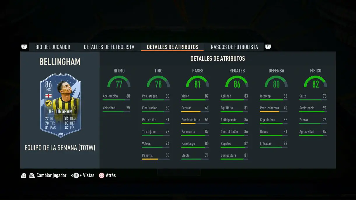 Stats in game Bellingham IF FIFA 23 Ultimate Team