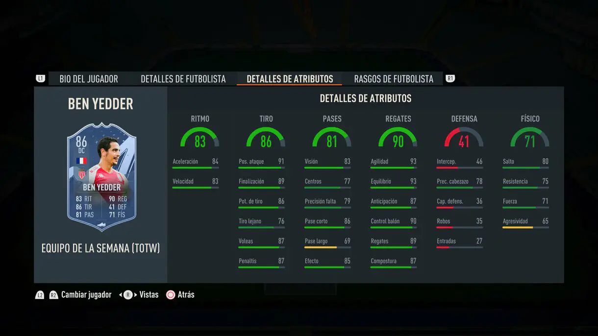 Stats in game Ben Yedder IF FIFA 23 Ultimate Team