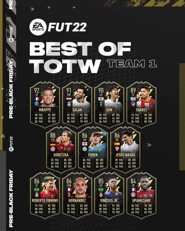 Cartas del equipo Best of TOTW 1 FIFA 22 Ultimate Team