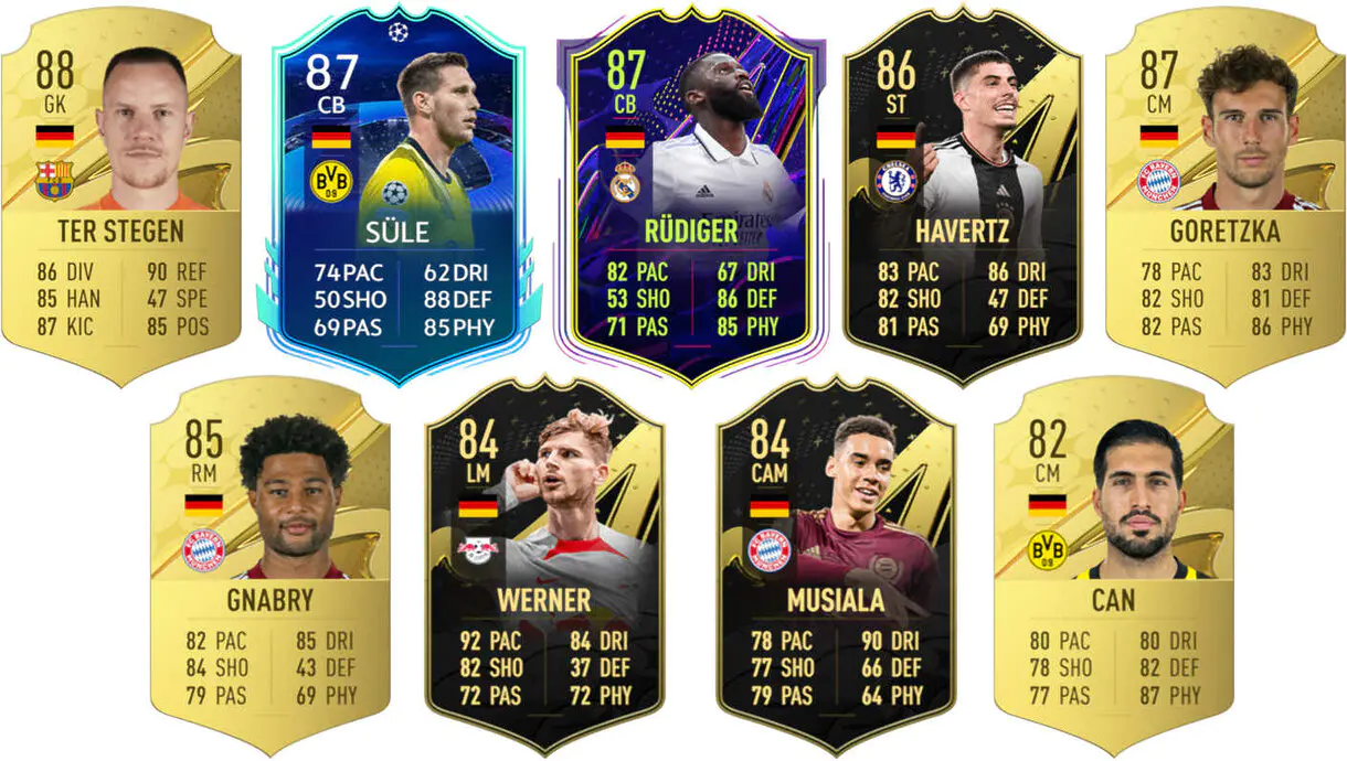 Ejemplo cartas útiles Alemania FIFA 23 Ultimate Team