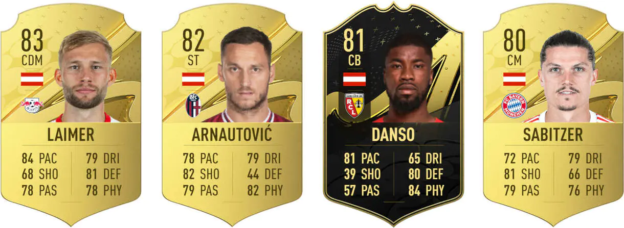 Cartas Laimer, Arnautovic y Sabitzer oro; Danso IF (Austria) FIFA 23 Ultimate Team