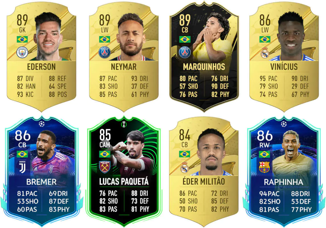 Ejemplos cartas competitivas Brasil FIFA 23 Ultimate Team
