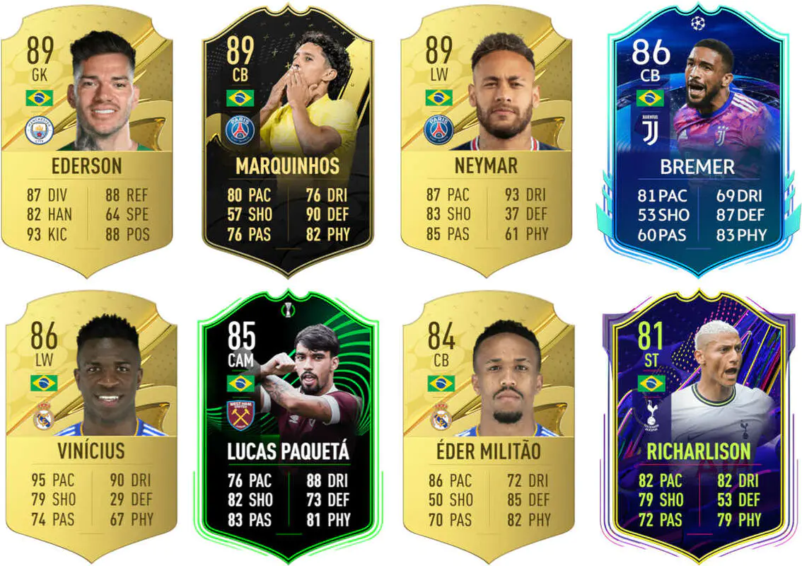 Ejemplos cartas útiles Brasil FIFA 23 Ultimate Team