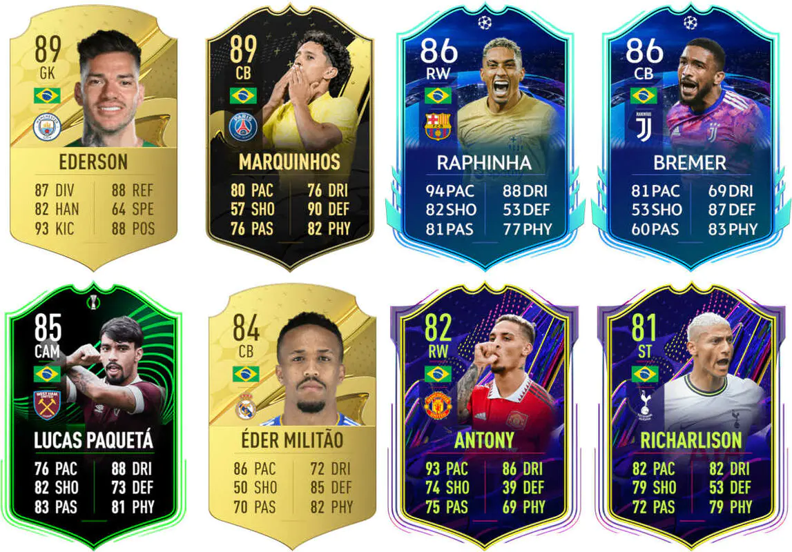 Ejemplos cartas útiles Brasil FIFA 23 Ultimate Team