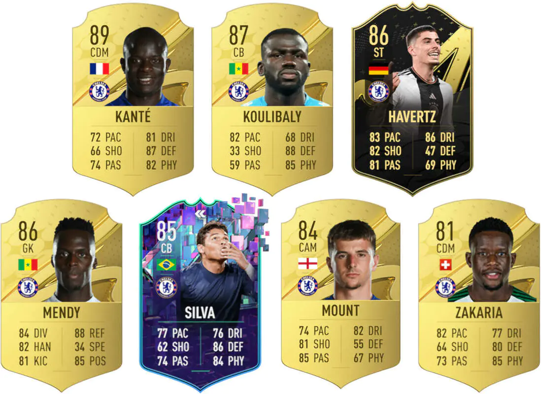 Ejemplos cartas usables Chelsea FIFA 23 Ultimate Team