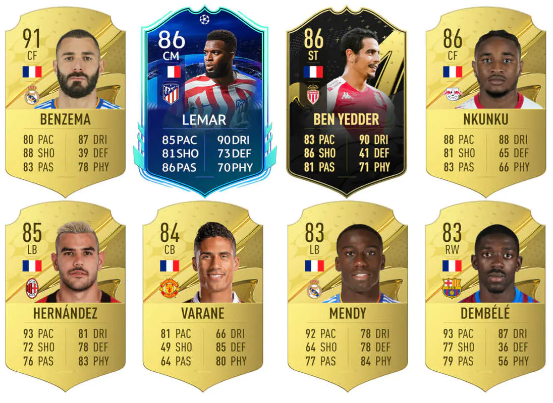 Ejemplos cartas competitivas FIFA 23 Ultimate Team