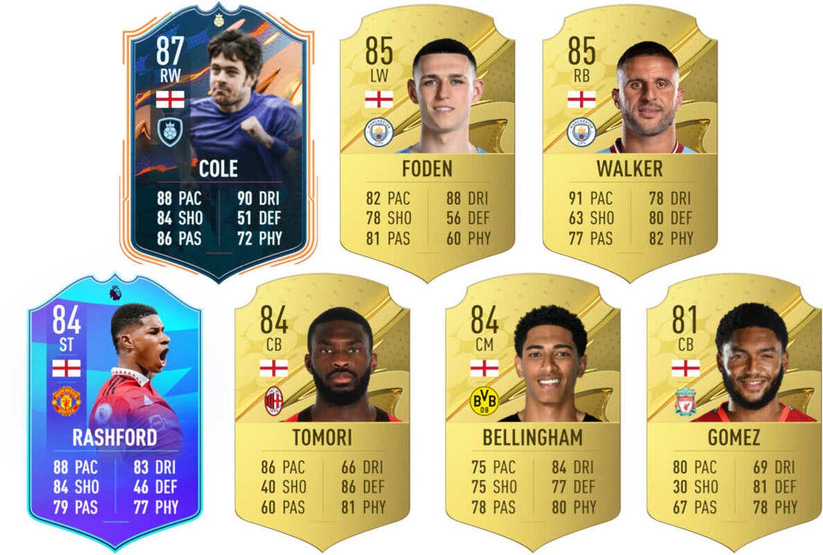 Ejemplos cartas usables Inglaterra FIFA 23 Ultimate Team