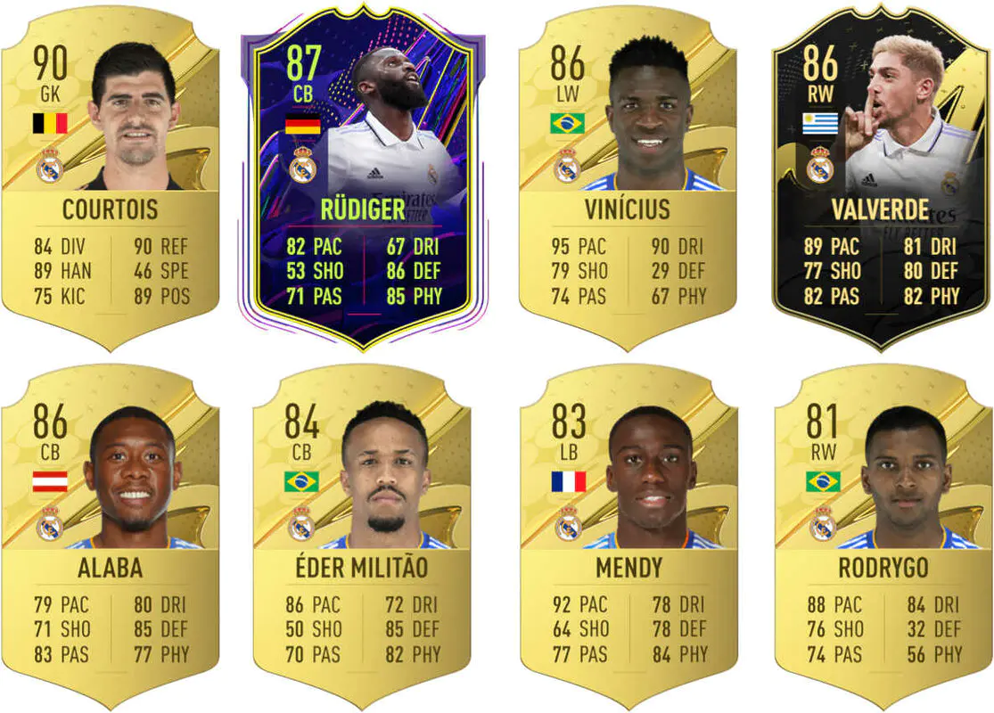Ejemplos cartas competitivas Madrid FIFA 23 Ultimate Team