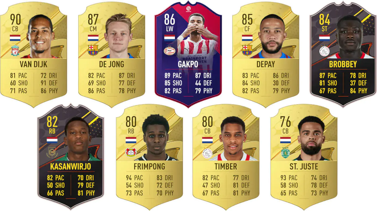 Ejemplos cartas útiles Países Bajos FIFA 23 Ultimate Team