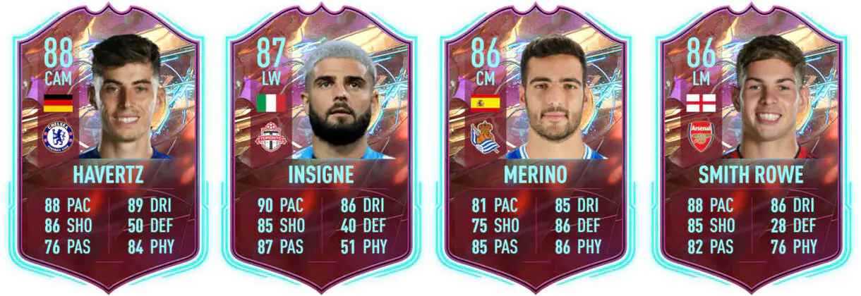Supuestas cartas Rulebreakers de Havertz, Insigne, Merino y Smith-Rowe FIFA 23 Ultimate Team