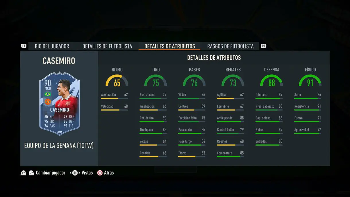 Stats in game Casemiro IF FIFA 23 Ultimate Team