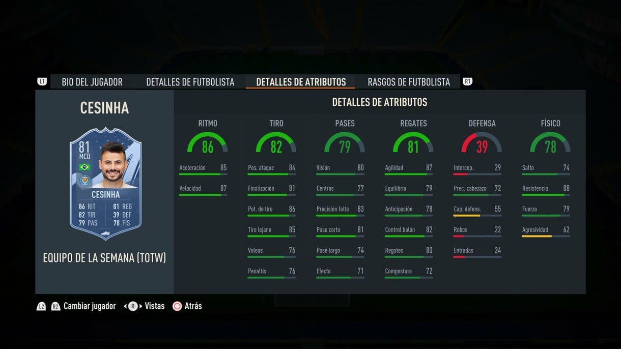 Stats in game Cesinha IF FIFA 23 Ultimate Team