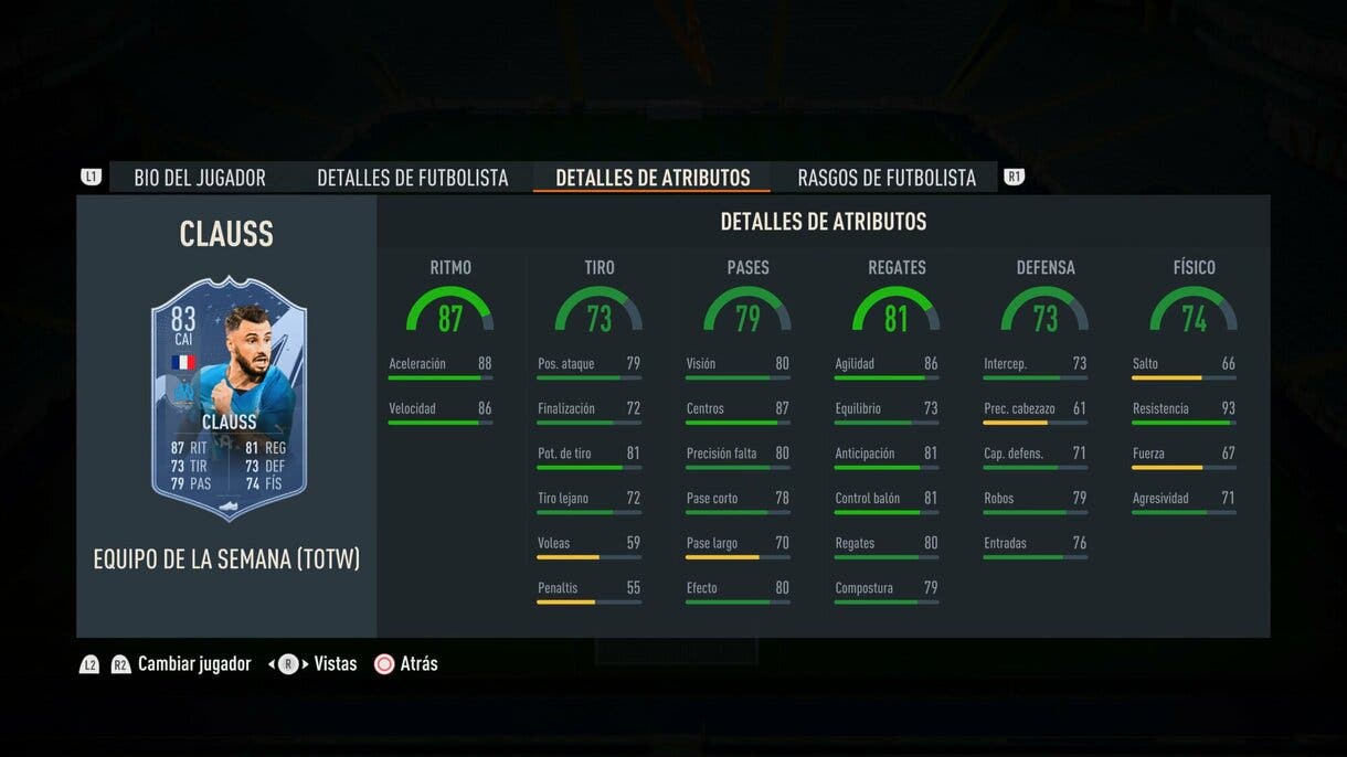 Stats in game Clauss IF FIFA 23 Ultimate Team