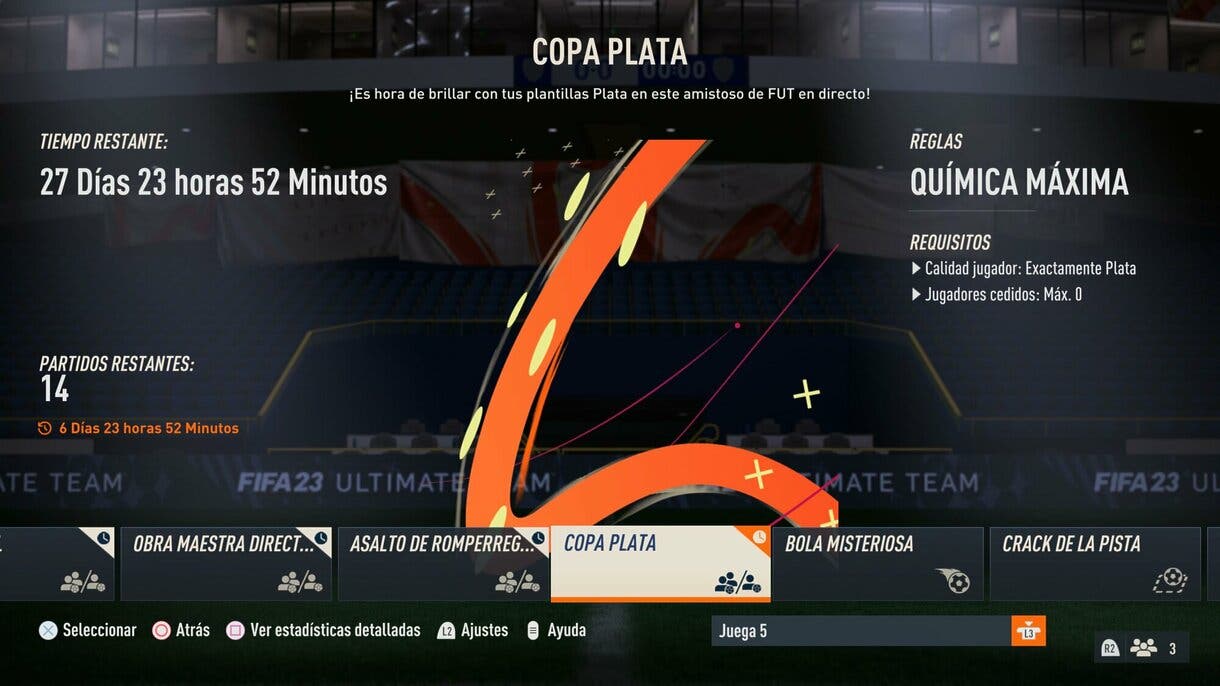 Menú torneos online Copa Plata FIFA 23 Ultimate Team