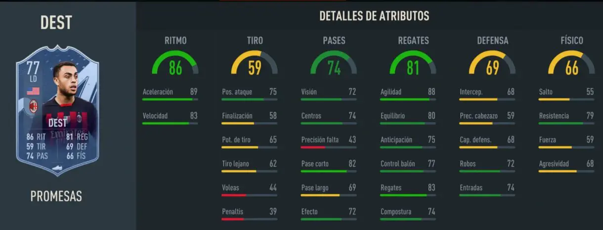 Stats in game Dest OTW FIFA 23 Ultimate Team