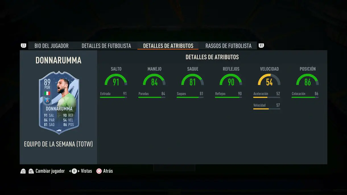 Stats in game Donnarumma IF FIFA 23 Ultimate Team