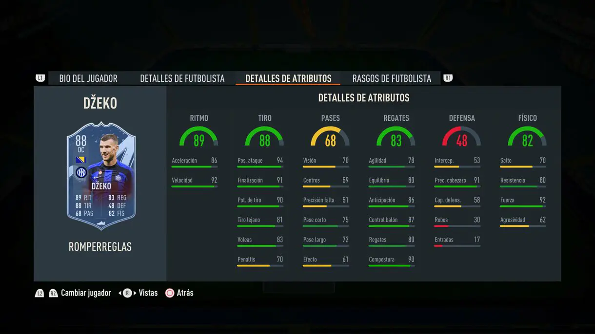 Stats in game Dzeko Rulebreakers FIFA 23 Ultimate Team
