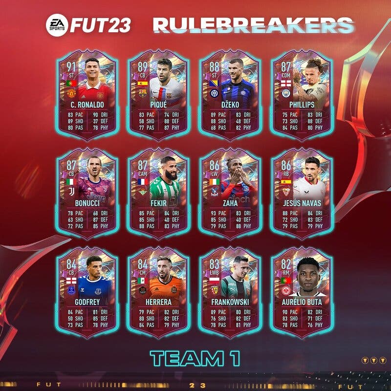 Todas las cartas Rulebreakers del equipo 1  FIFA 23 Ultimate Team
