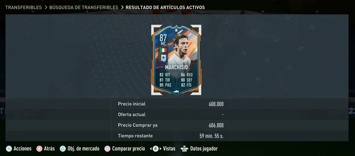 Marchisio FUT Heroes en el mercado de transferibles de FIFA 23 Ultimate Team