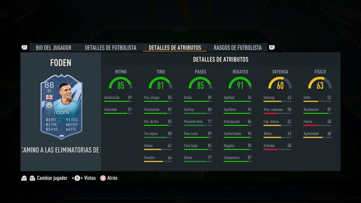 Stats in game Foden RTTK FIFA 23 Ultimate Team