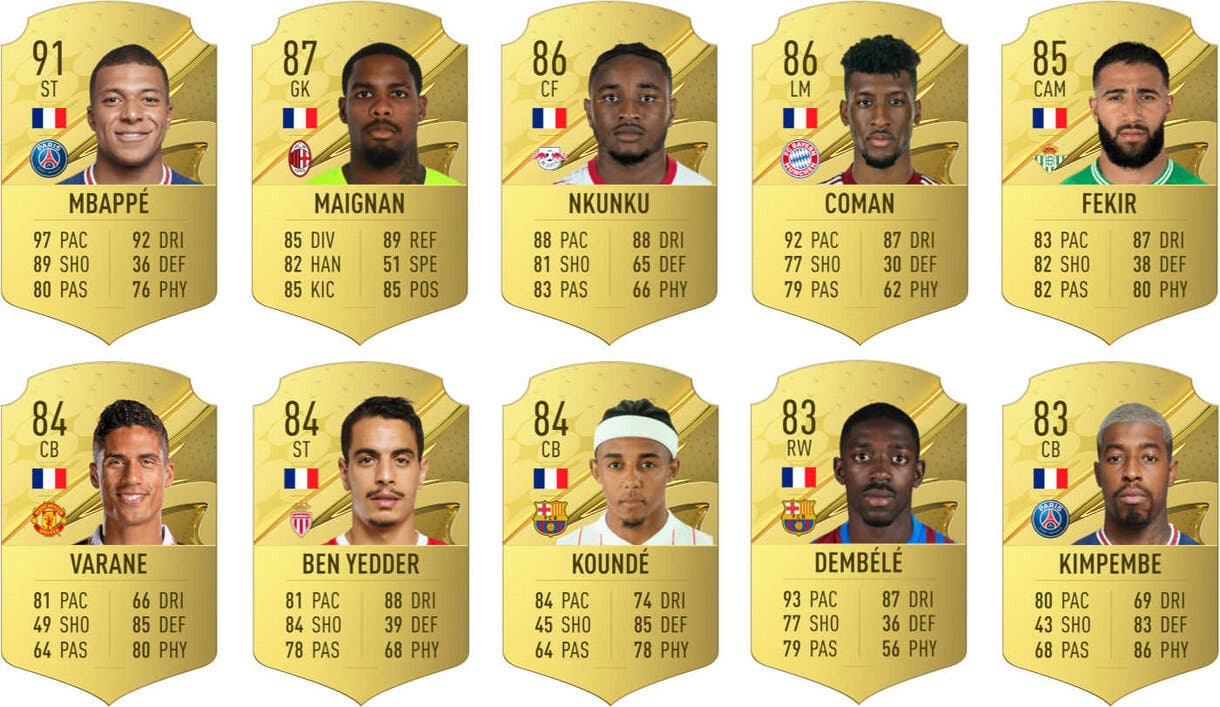 Ejemplos cartas útiles Francia FIFA 23 Ultimate Team